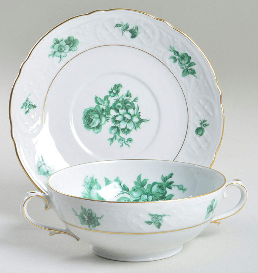 SCH4 Footed Cream Soup Bowl & Saucer Set by Schumann - Bavaria-1