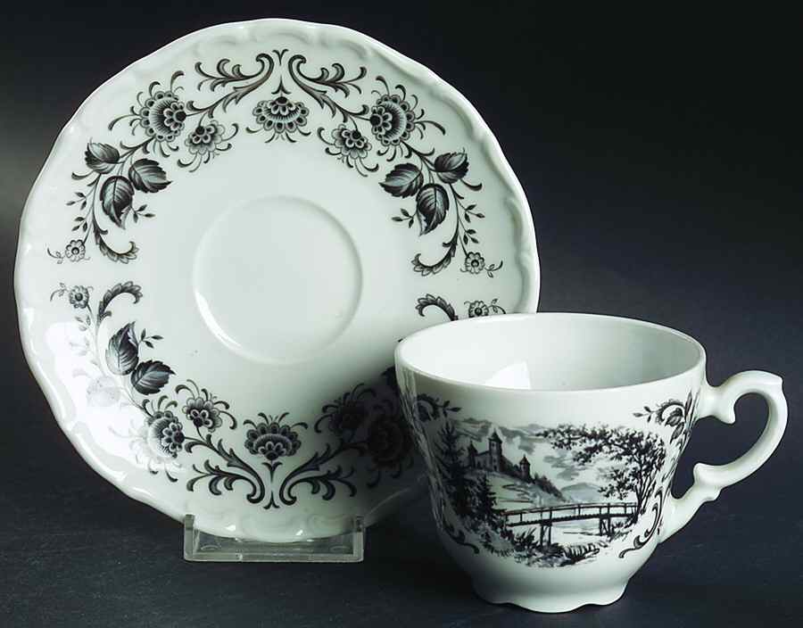 SCH49 Flat Cup & Saucer Set by Schumann - Bavaria-1