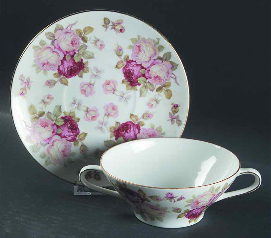 SCH6 Flat Cream Soup Bowl & Saucer Set by Schumann - Bavaria-1