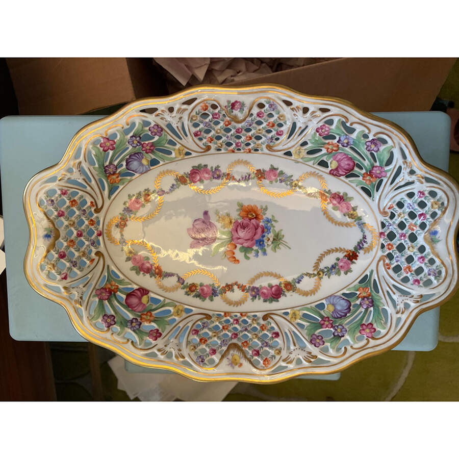 SCH7 12" Oval Pierced Basket by Schumann - Bavaria-1