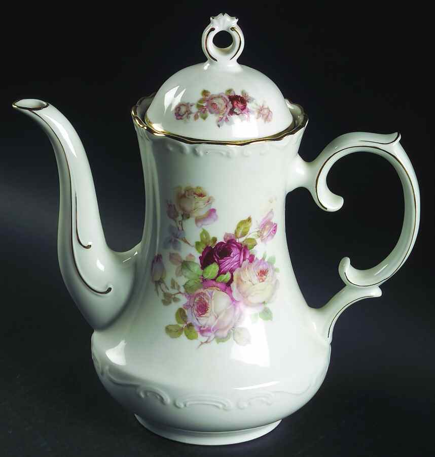 Schumann Rose Coffee Pot & Lid by Schumann - Bavaria-1