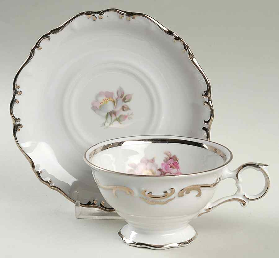 Sweet Briar Footed Cup & Saucer Set by Schumann - Bavaria-1