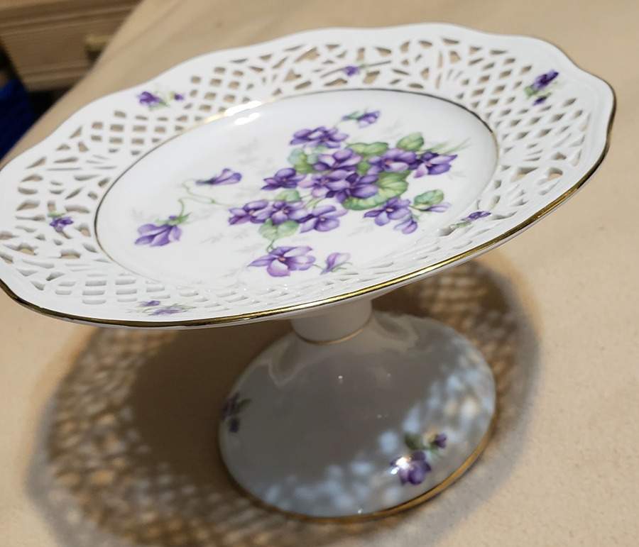 Violette (Gold Trim) Round Compote (Height X Width) by Schumann - Bavaria-1
