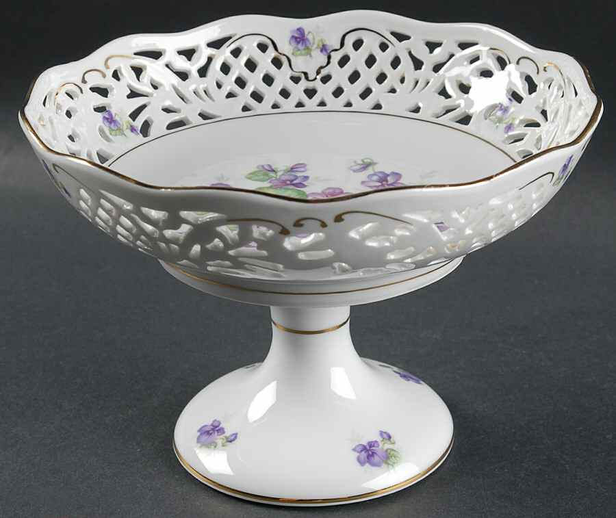 Violette (Gold Trim) Round Compote (Height X Width) by Schumann - Bavaria-1