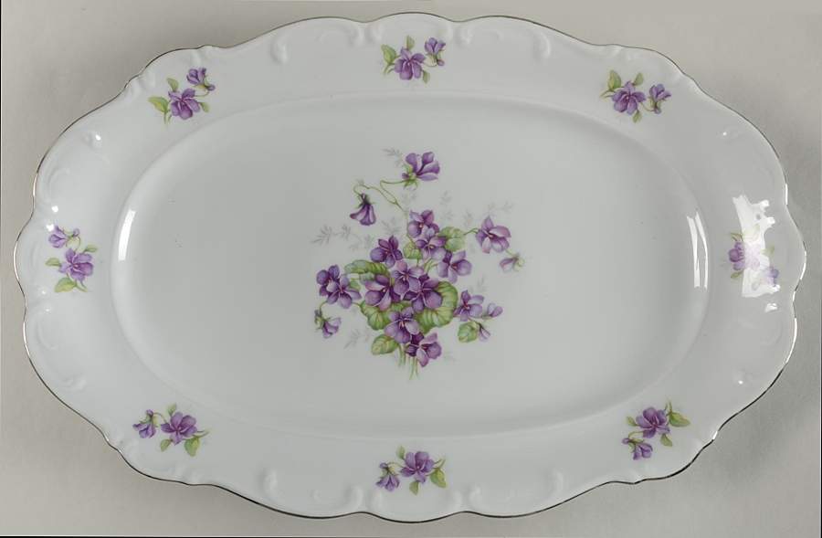 Violette (Gold Trim) 14" Oval Serving Platter by Schumann - Bavaria-1