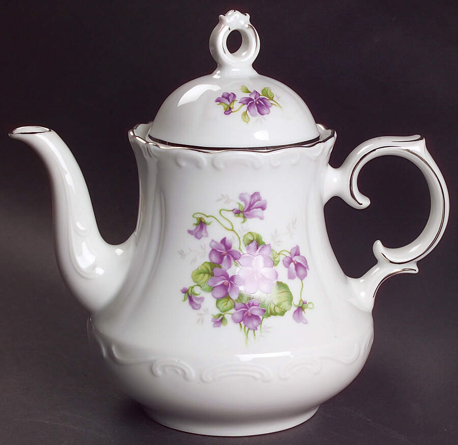 Violette (Platinum Trim) Teapot & Lid by Schumann - Bavaria-1