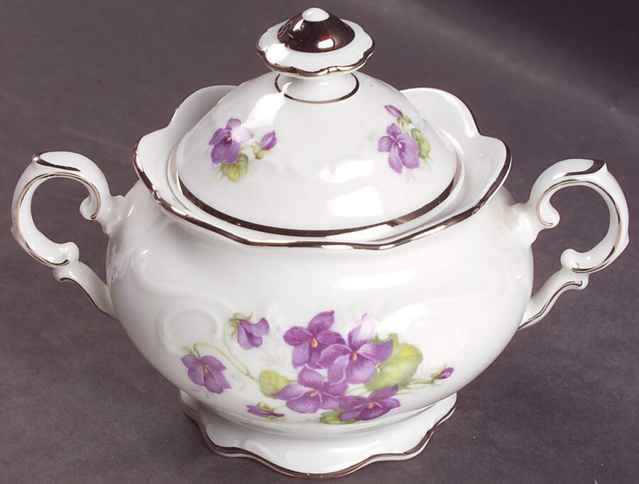 Violette (Platinum Trim) Sugar Bowl & Lid by Schumann - Bavaria-1