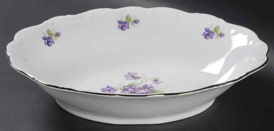 Violette (Platinum Trim) 9" Oval Vegetable Bowl by Schumann - Bavaria-1