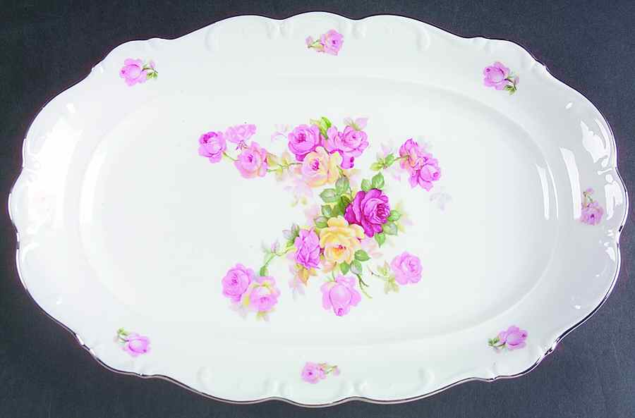 Victorian Rose 14" Oval Serving Platter by Schumann - Bavaria-1