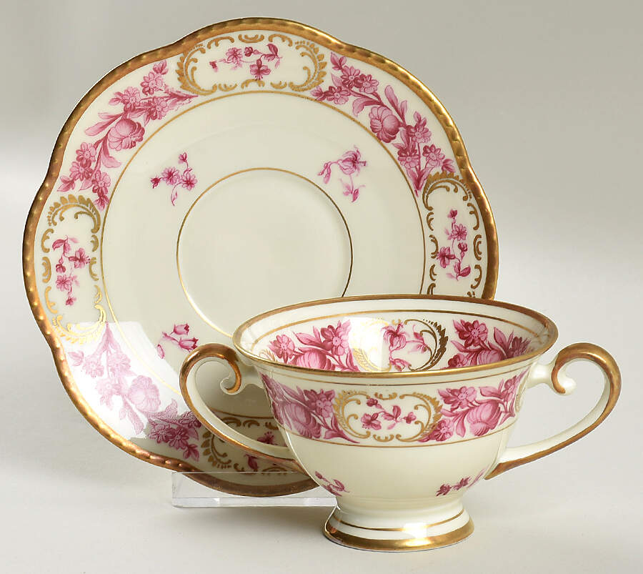Vienna Rose Bouillon Cup & Saucer by Schumann - Bavaria-1