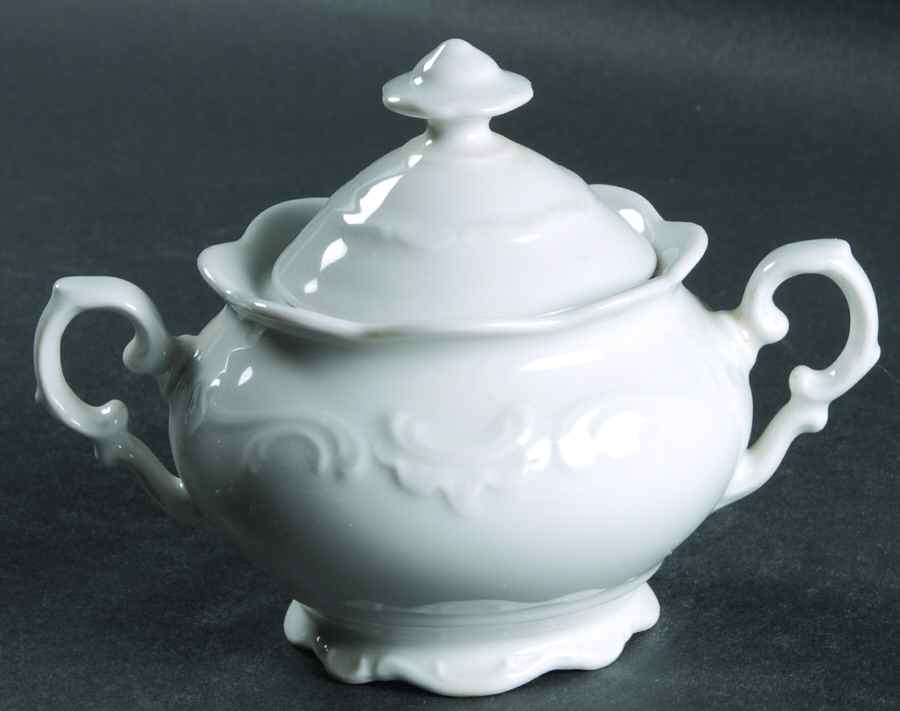 White Elegance Sugar Bowl & Lid by Schumann - Bavaria-1
