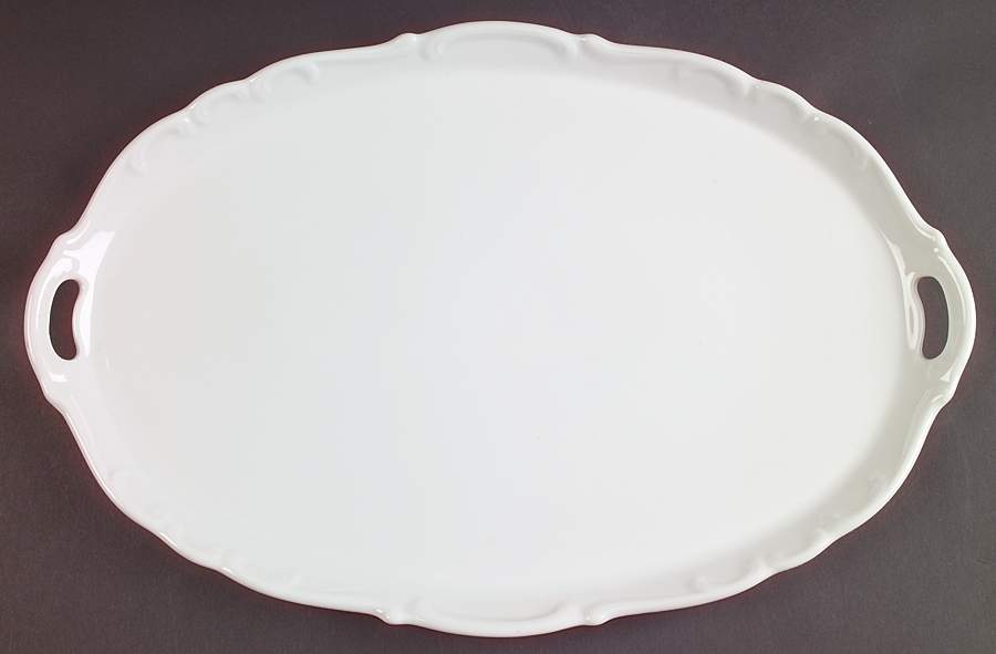 White Elegance 16" Oval Handled Tray by Schumann - Bavaria-1