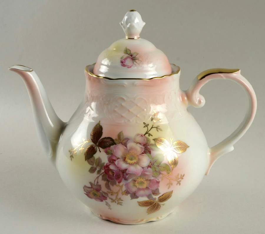 Wild Rose Blush Teapot & Lid by Schumann - Bavaria-1