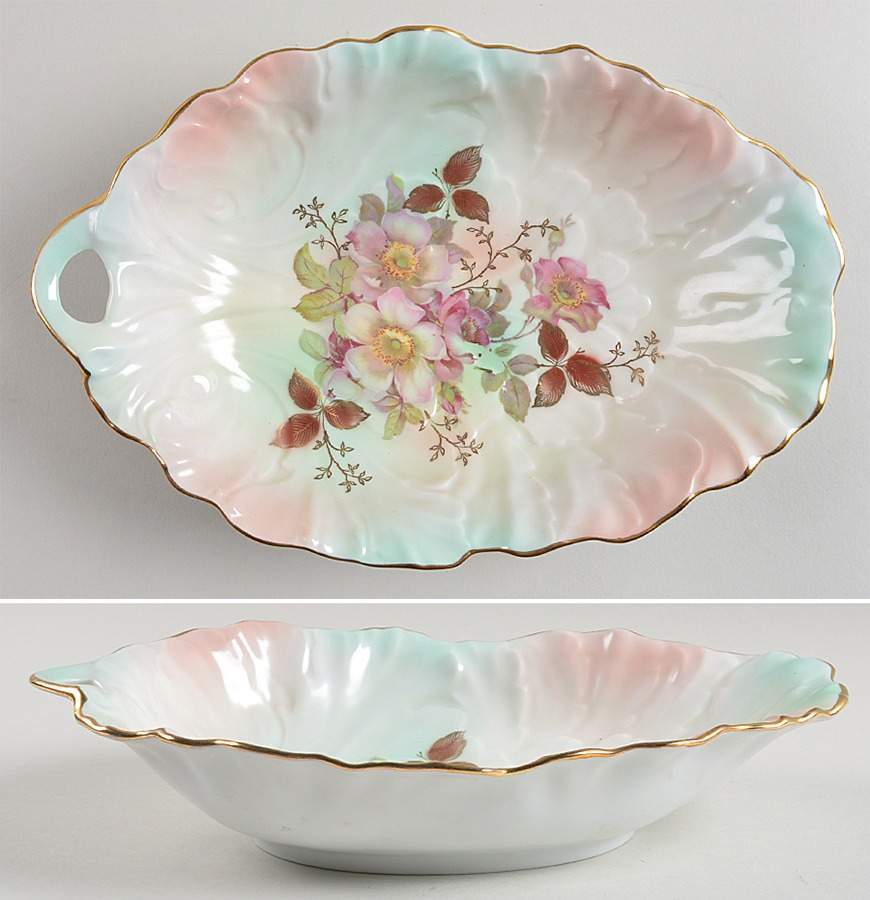 Wild Rose Scalloped (Coupe) 10" Leaf Dish by Schumann - Bavaria-1