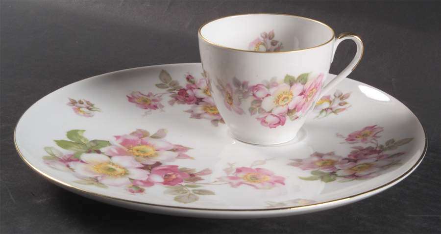 Wild Rose Scalloped (Coupe) Snack Plate & Cup Set by Schumann - Bavaria-1