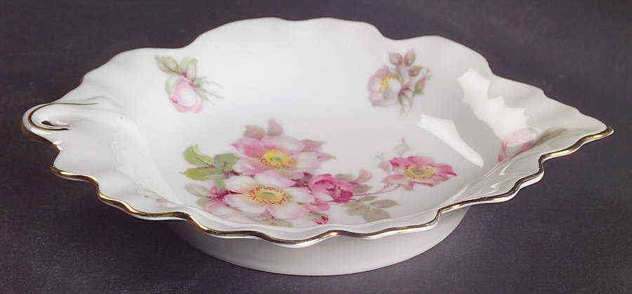 Wild Rose Scalloped (Coupe) Leaf Shaped Dish by Schumann - Bavaria-1