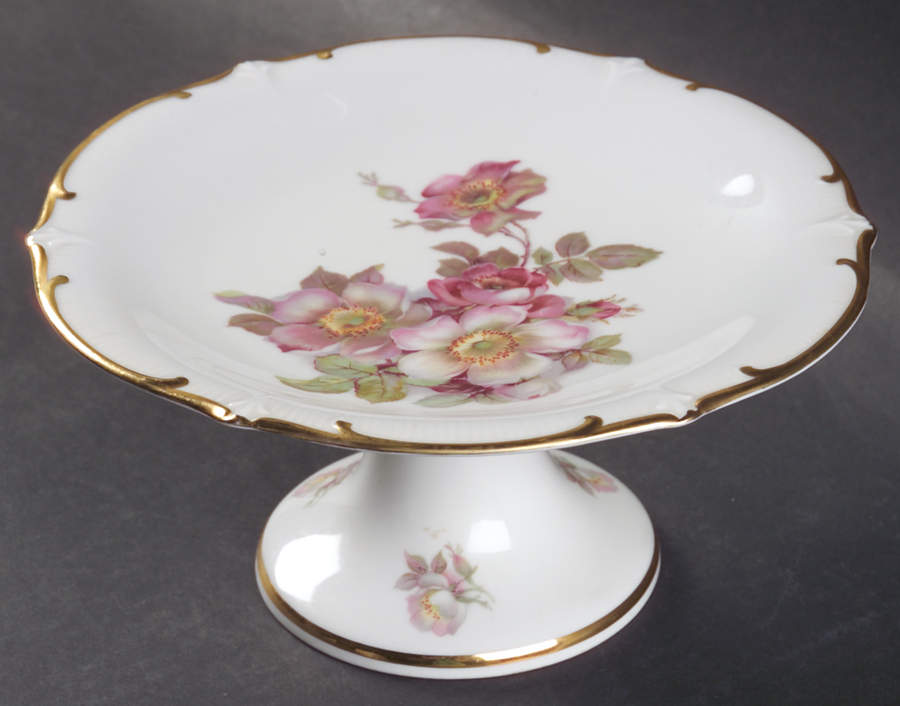 Wild Rose Scalloped (Coupe) Round Compote (Height X Width) by Schumann - Bavaria-1