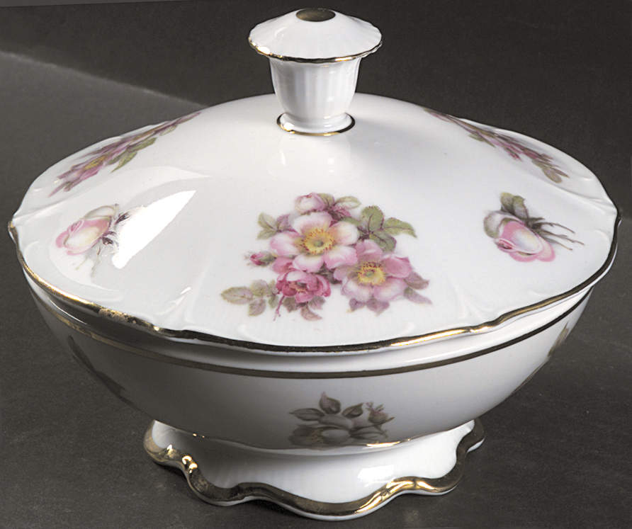 Wild Rose Scalloped (Coupe) Candy Box & Lid by Schumann - Bavaria-1