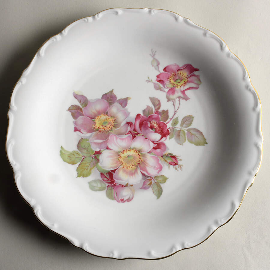Wild Rose Scalloped (Coupe) 11" Chop Plate (Round Platter) by Schumann - Bavaria-1