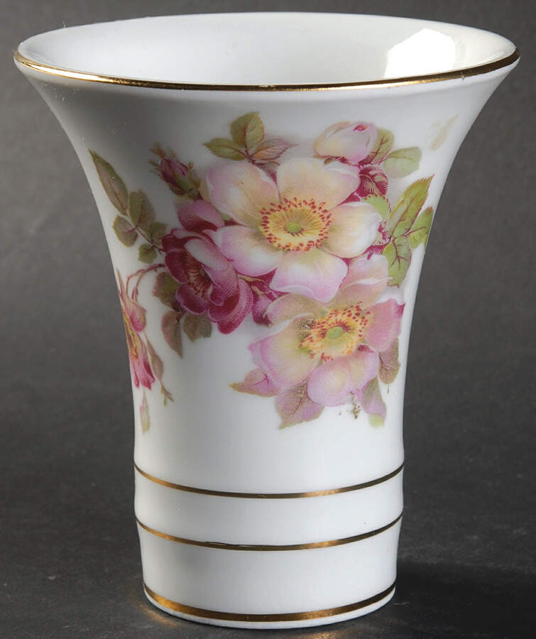 Wild Rose Scalloped (Coupe) 3" Vase by Schumann - Bavaria-1
