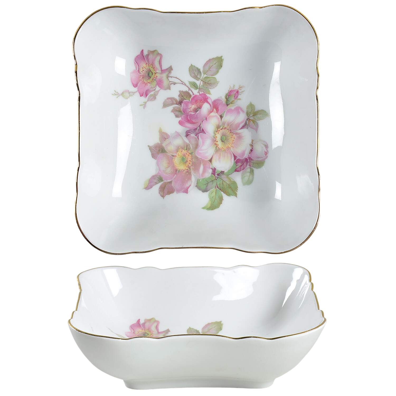 Wild Rose Scalloped (Coupe) 6" Square Vegetable Bowl by Schumann - Bavaria-1