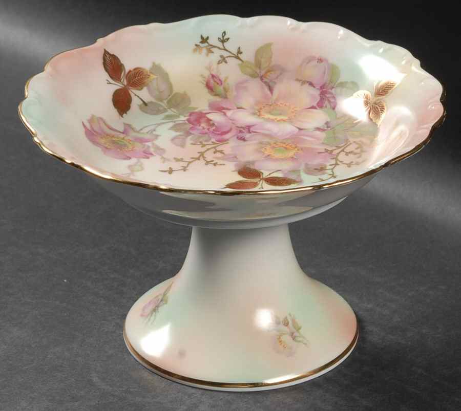 Wild Rose Scalloped (Coupe) Round Compote (Height X Width) by Schumann - Bavaria-1