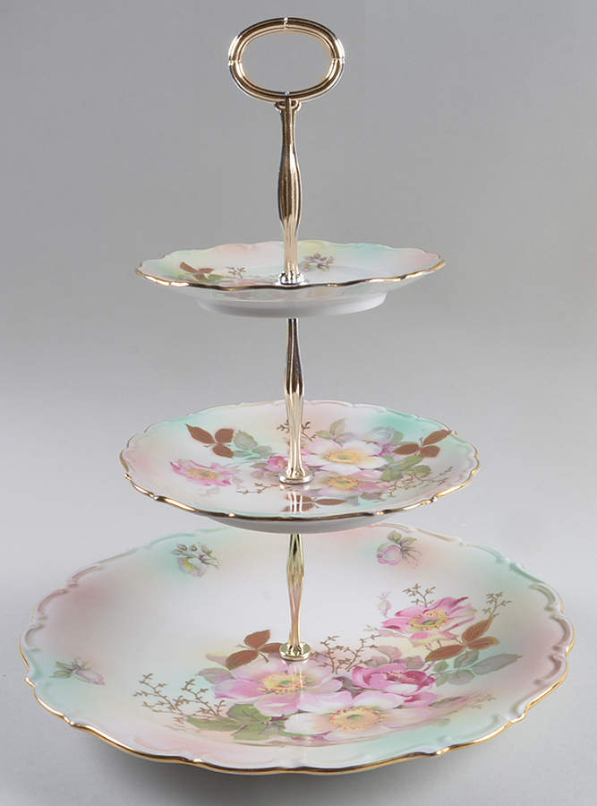 Wild Rose (Scallop, Rim, Embossed) 3-Tiered Serving Tray (DP, SP, BB) by Schumann - Bavaria-1