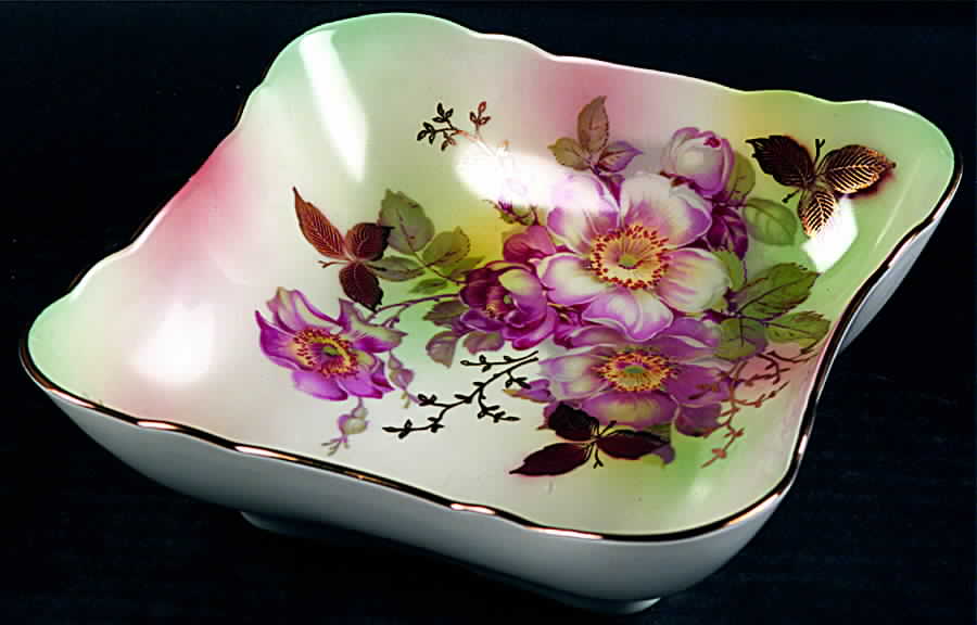 Wild Rose (Scallop, Rim, Embossed) 6" Square Vegetable Bowl by Schumann - Bavaria-1