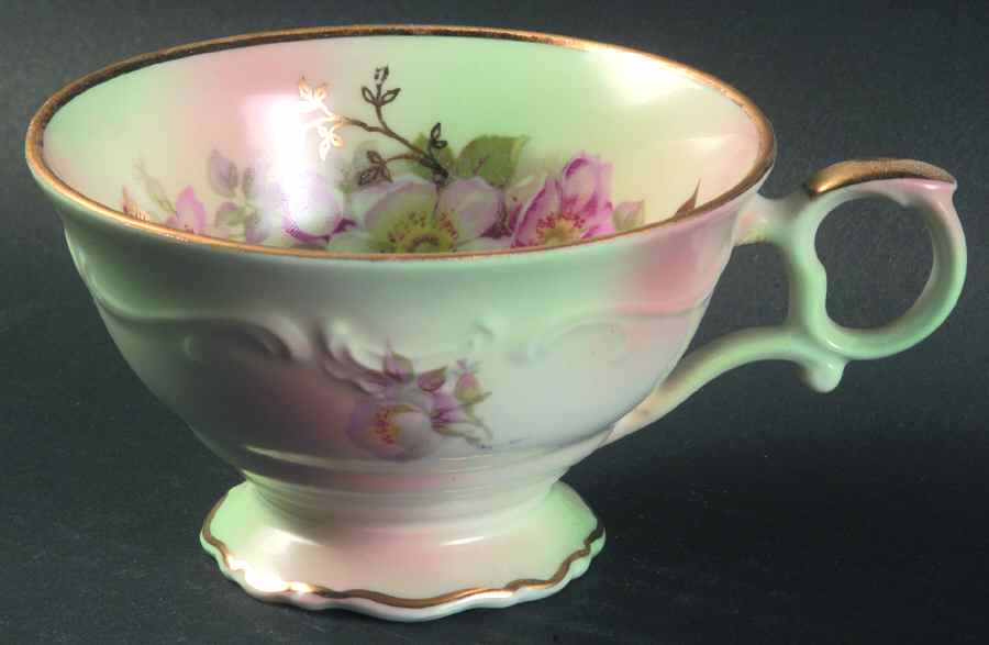 Wild Rose (Scallop, Rim, Embossed) Footed Cup by Schumann - Bavaria-1