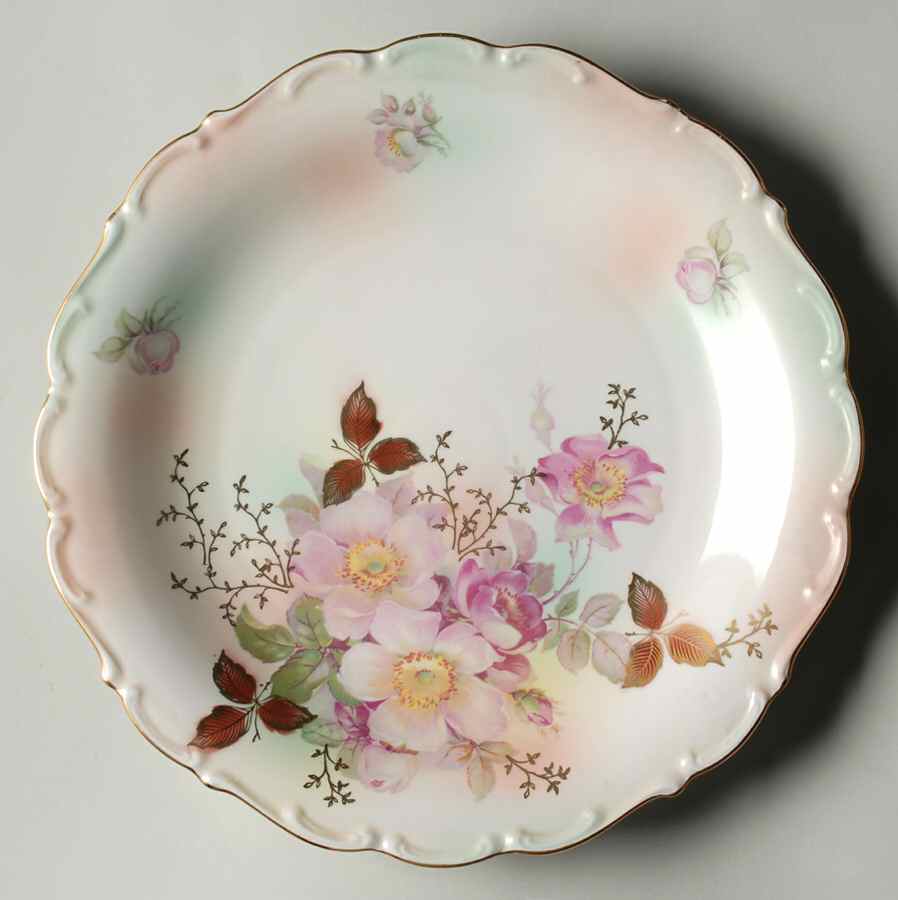Wild Rose (Scallop, Rim, Embossed) 11" Chop Plate (Round Platter) by Schumann - Bavaria-1