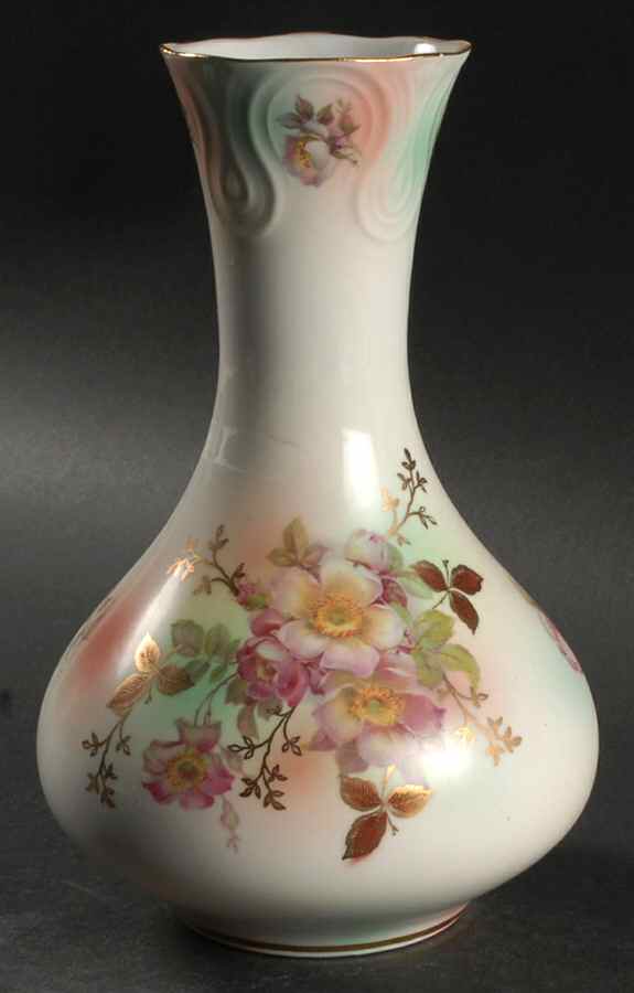 Wild Rose (Scallop, Rim, Embossed) 8" Vase by Schumann - Bavaria-1