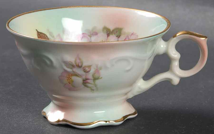 Wild Rose (Scallop, Rim, Embossed) Footed Demitasse Cup by Schumann - Bavaria-1