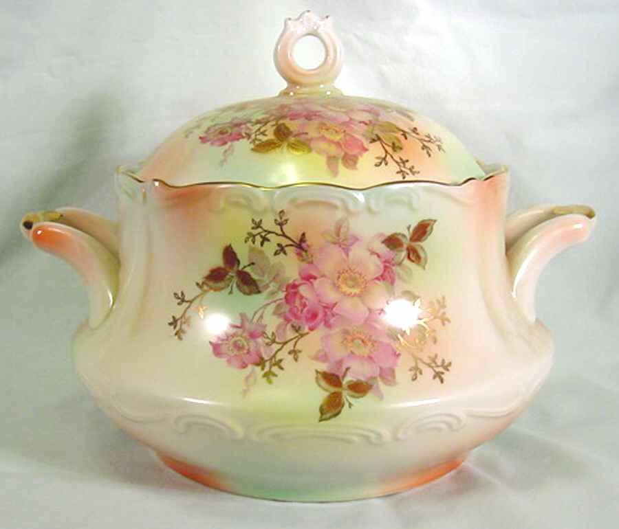 Wild Rose (Scallop, Rim, Embossed) Tureen &  Lid by Schumann - Bavaria-1