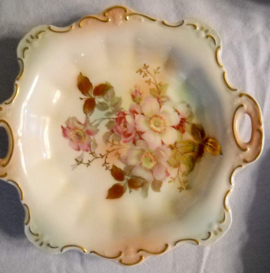 Wild Rose (Scallop, Rim, Embossed) Handled Cake Plate by Schumann - Bavaria-1