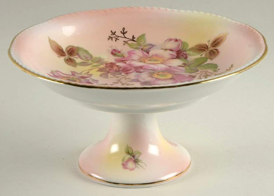 Wild Rose (Scallop, Rim, Embossed) Round Compote (Height X Width) by Schumann - Bavaria-1