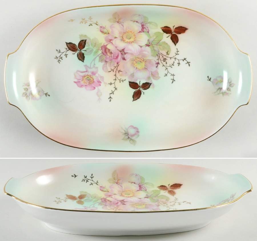 Wild Rose (Smooth) 12" Oval Serving Platter by Schumann - Bavaria-1