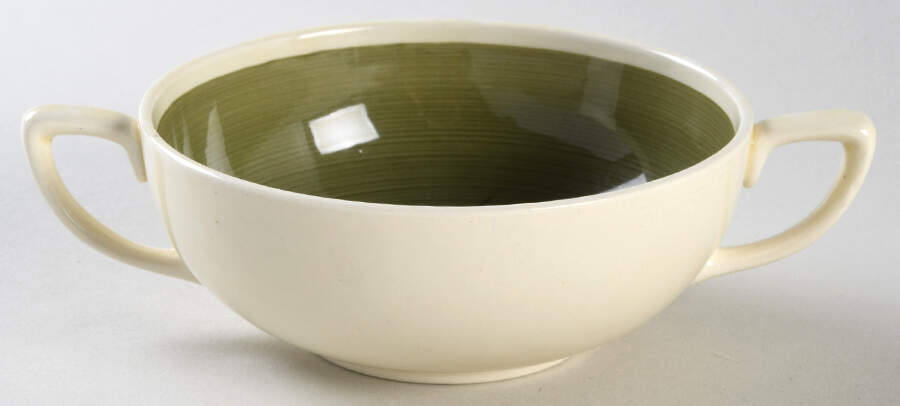 Chinese Fern Green Flat Cream Soup Bowl by Susie Cooper-1