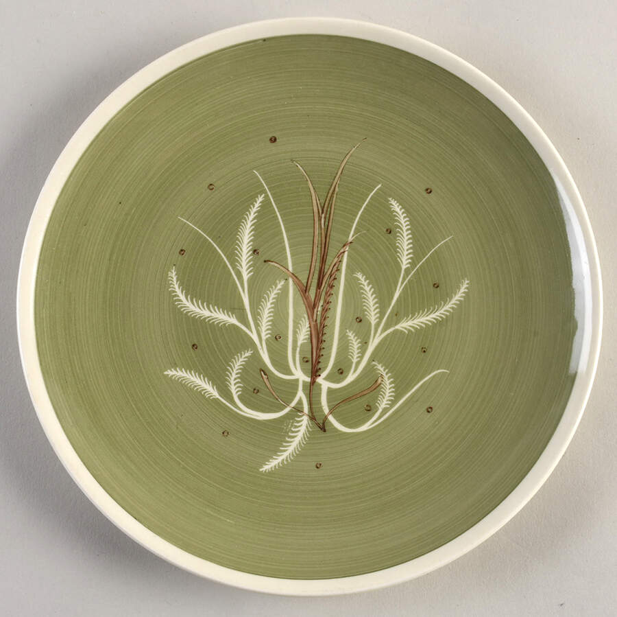 Chinese Fern Green Coupe Salad Plate by Susie Cooper-1