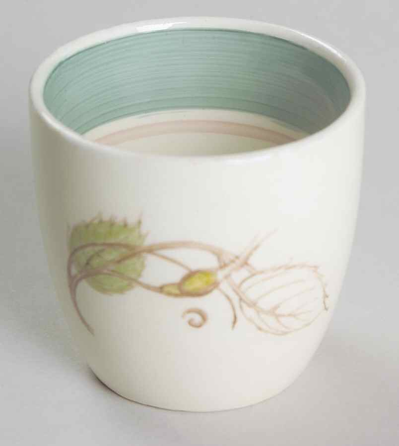 Patricia Rose Green (Green Rim, Pink Ring) Single Egg Cup by Susie Cooper-1