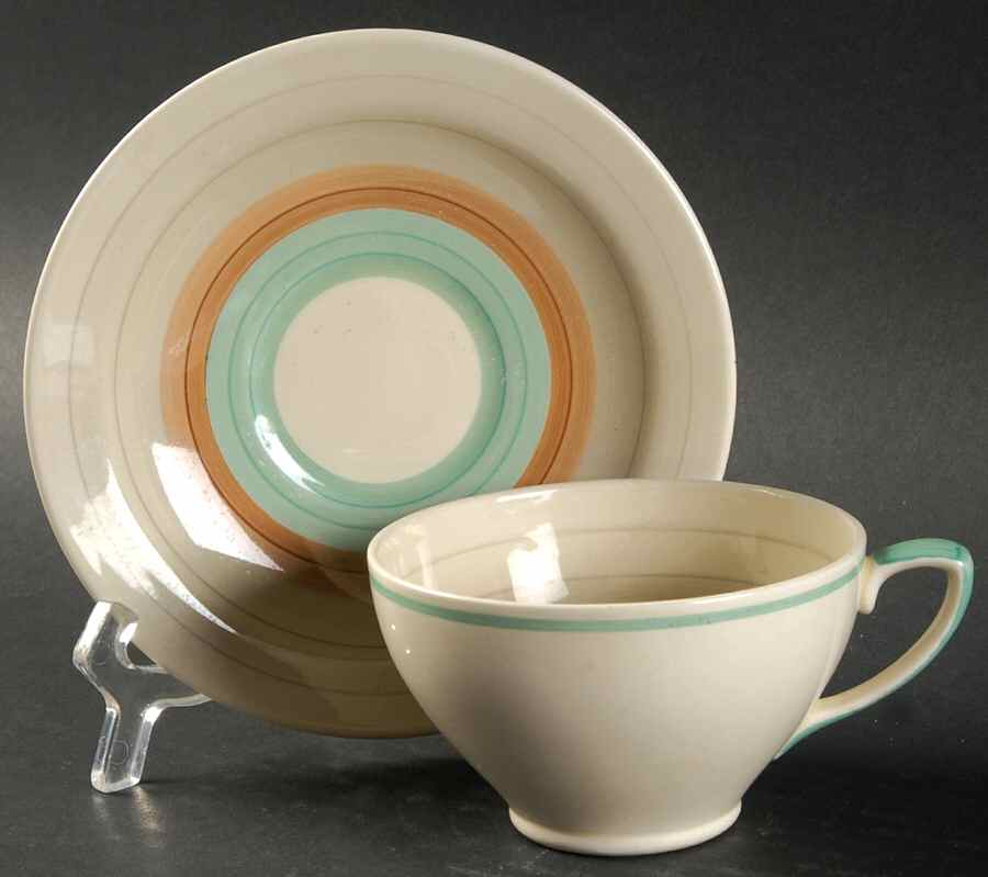 Wedding Ring Flat Cup & Saucer Set by Susie Cooper-1