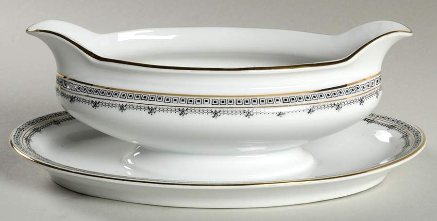 Domino Gravy Boat with Attached Underplate by Scherzer-1
