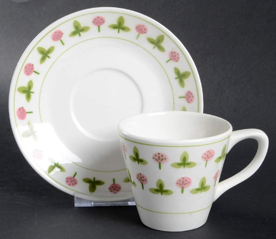 Clover Flat Cup & Saucer Set by Sears-1