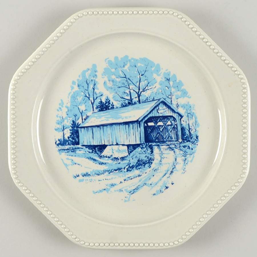 Covered Bridges 12" Chop Plate (Round Platter) by Sears-1
