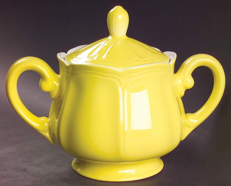 Federalist Lemon Yellow (4236) Sugar Bowl & Lid by Sears-1