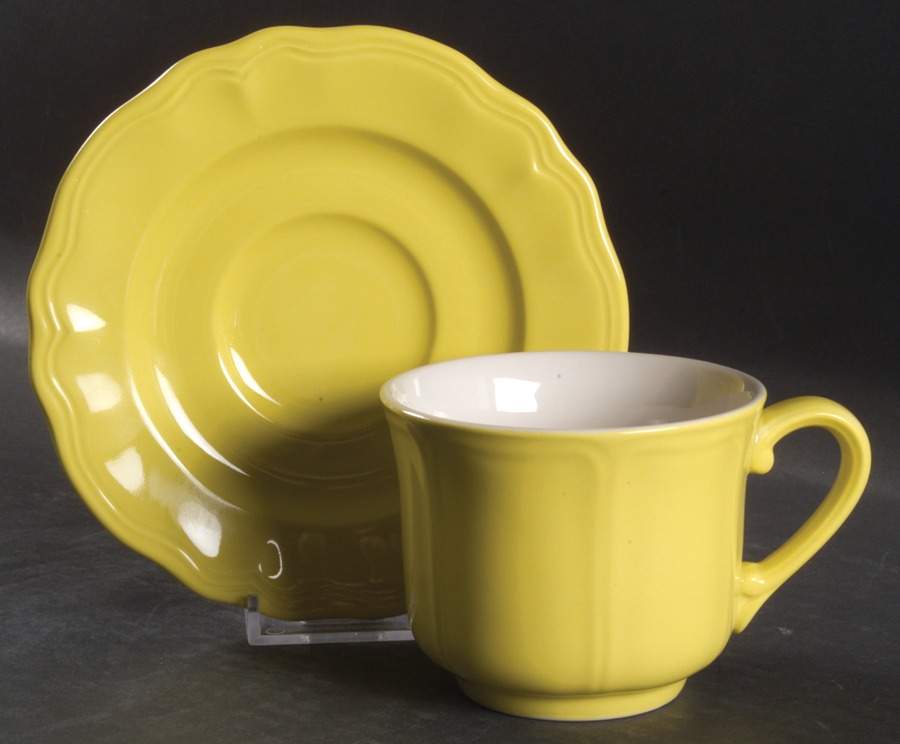 Federalist Lemon Yellow (4236) Flat Cup & Saucer Set by Sears-1