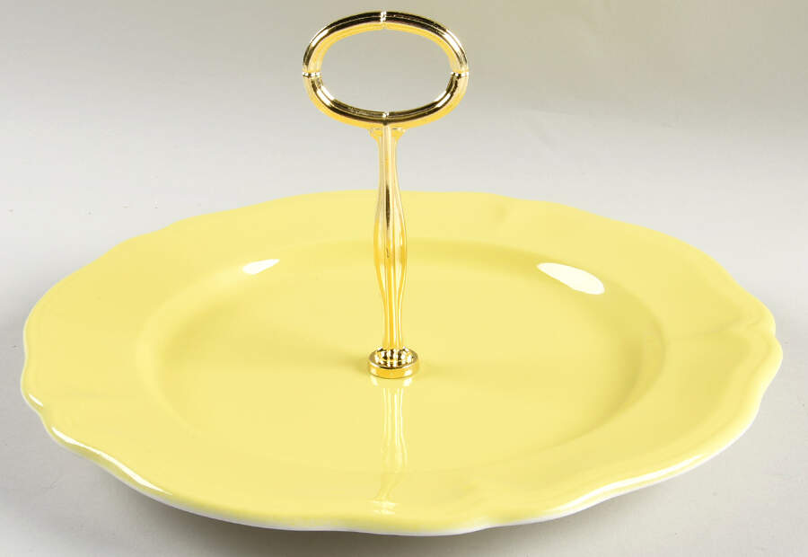 Federalist Lemon Yellow (4236) Round Serving Plate with Center Handle (Dp) Hc by Sears-1