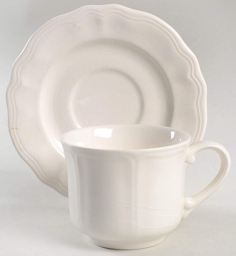 Federalist White Flat Cup & Saucer Set by Sears-1