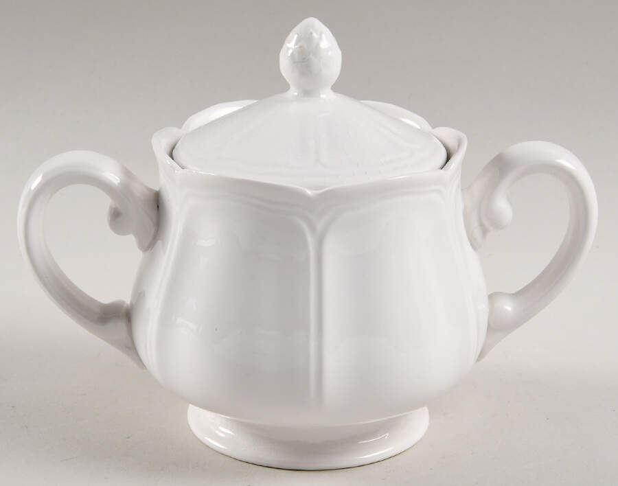 Federalist White Sugar Bowl & Lid by Sears-1
