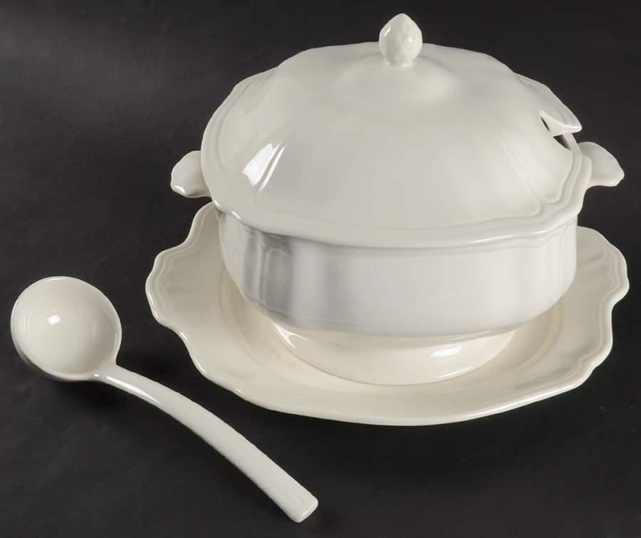 Federalist White Tureen & Lid w/Ladle & Underplate by Sears-1