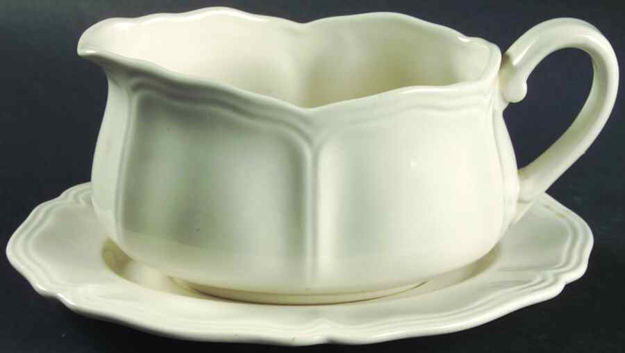Federalist White Gravy Boat & Underplate by Sears-1